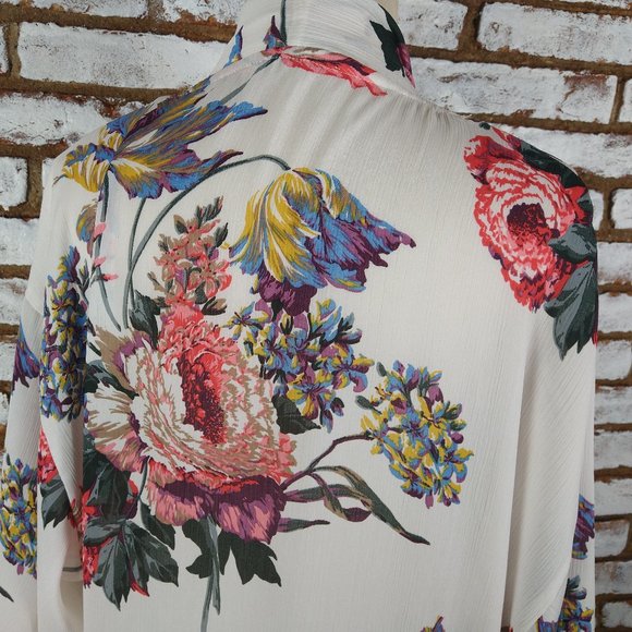 Open Front Caftan Duster Size S/M Floral Print - Picture 5 of 9